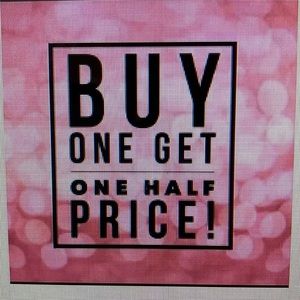 Sale! 50% off the equal or lesser valued item!